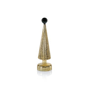 Green LED Christmas Tree with Globe Finial - 12.5-Inch Gold Accent