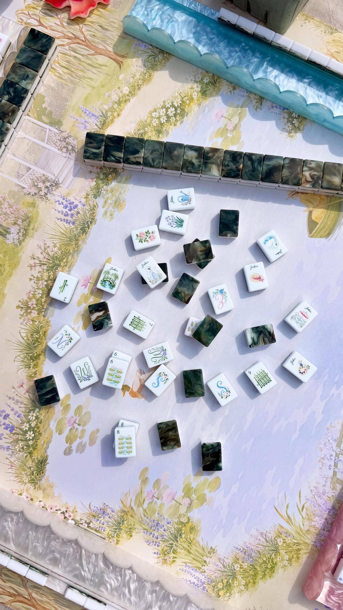 Garden-Inspired Acrylic Mahjong Tile Set - A Morning in Giverny, 160 Tiles