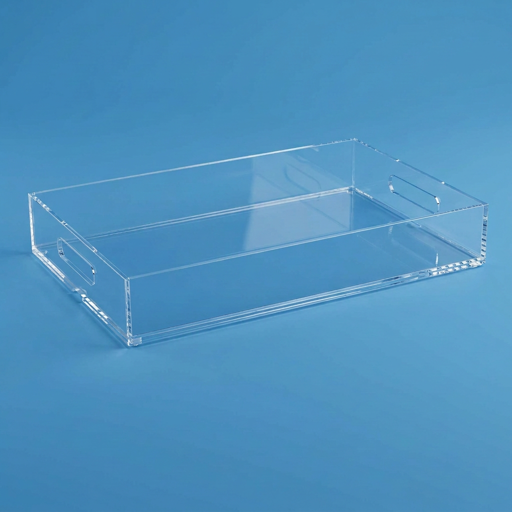 Acrylic tray with a seamless blue background