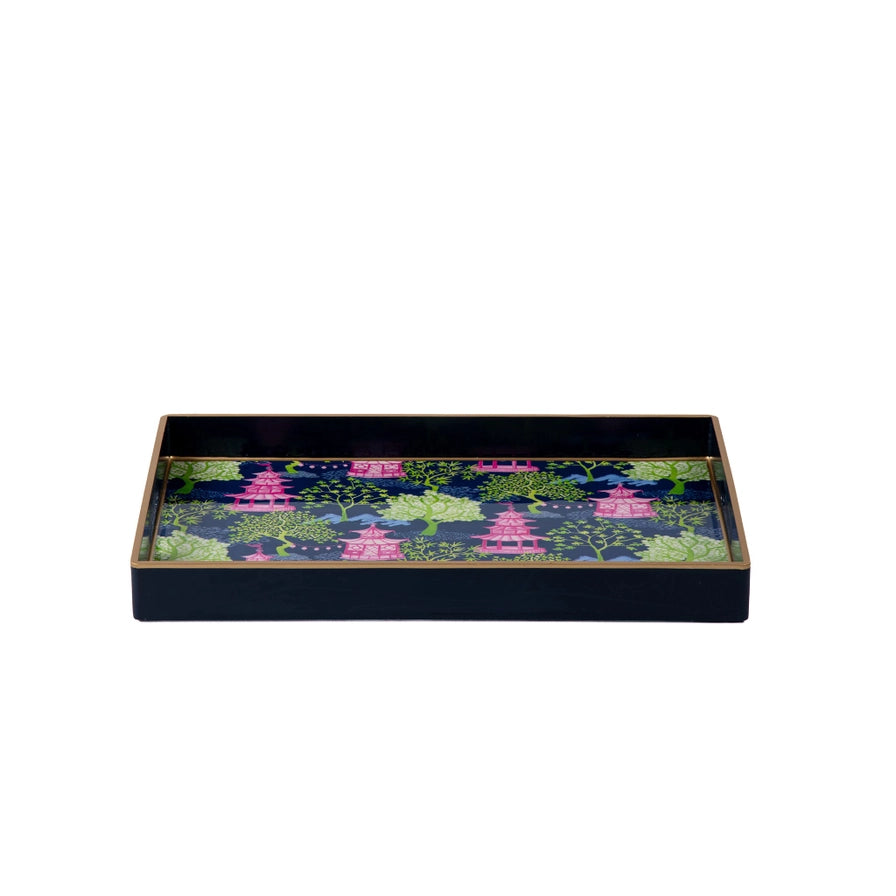 Decorative tray with a colorful pattern on a white background
