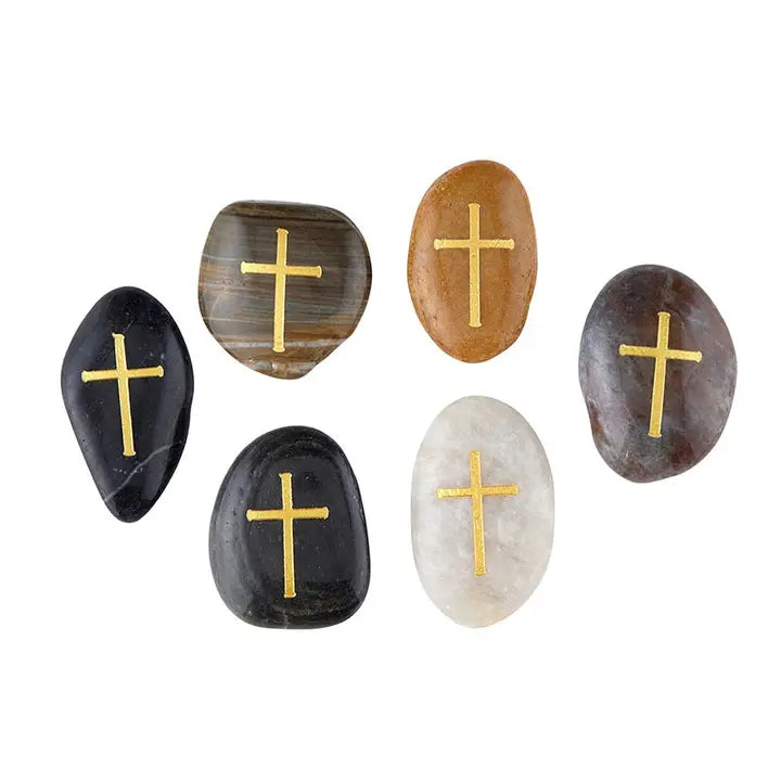 Inspirational - Stone - Gold Cross
