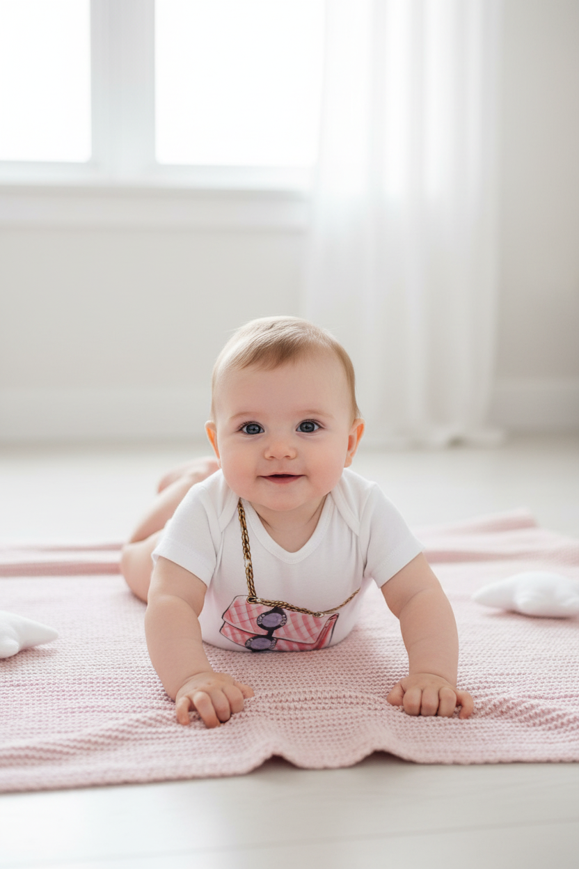 Baby Girl Model Lifestyle Photo - Toss Designs Scarf Onesie 