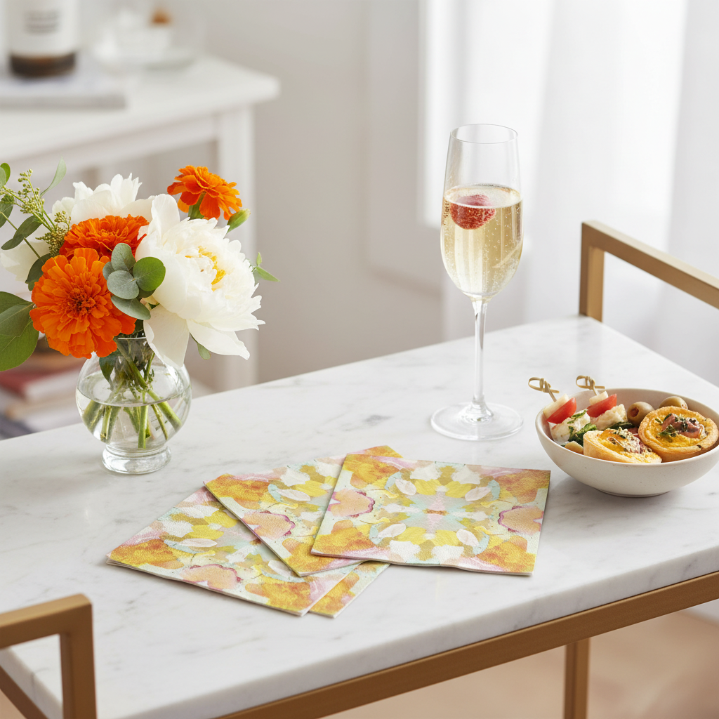 Bar cart lifestyle marigold laura park cocktail napkins