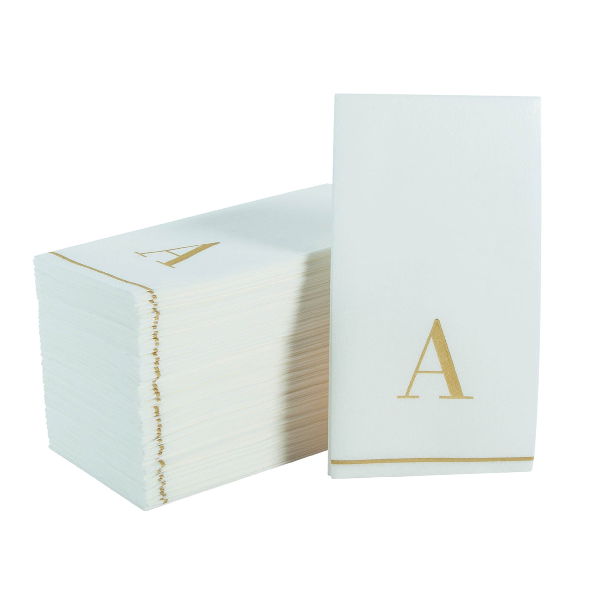 Letter A White and Gold Monogram Paper Disposable Dinner Napkins | 14 Napkins