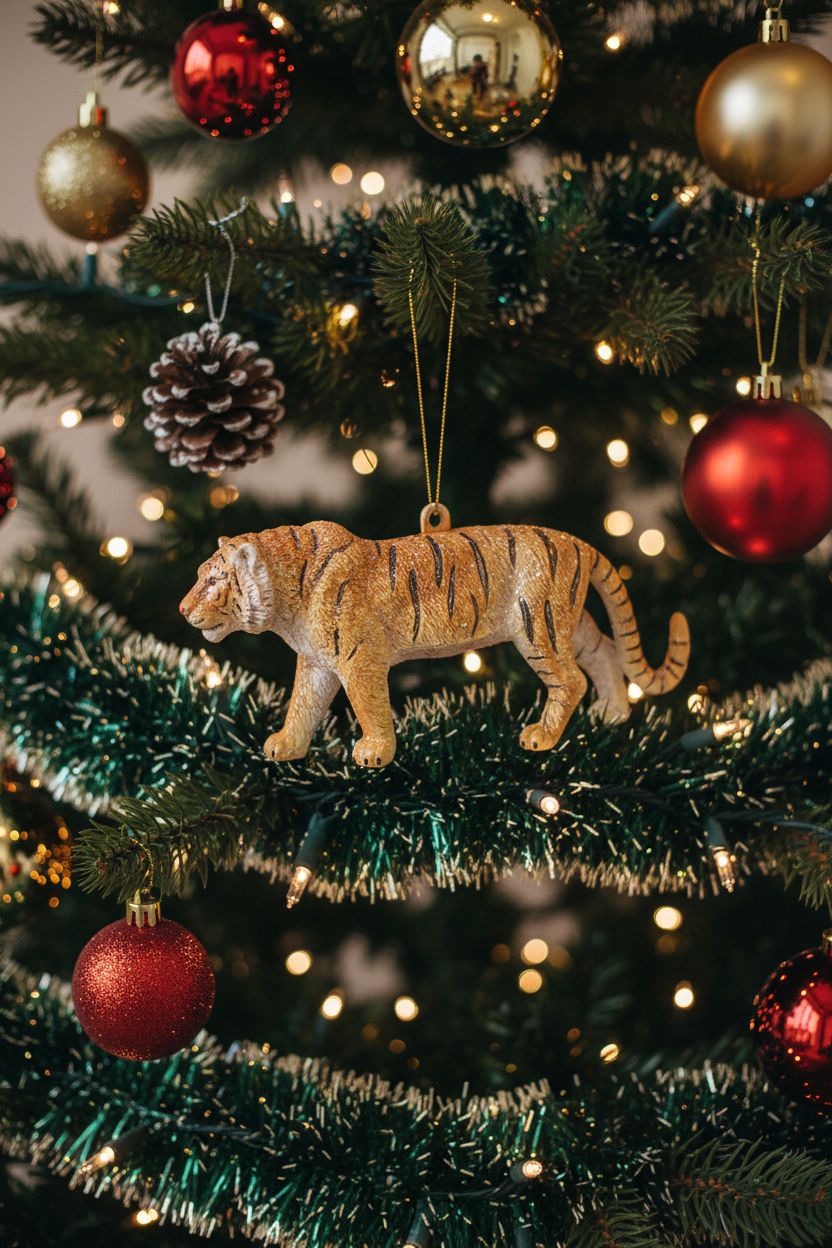 Bengal Tiger Ornament on Christmas Tree