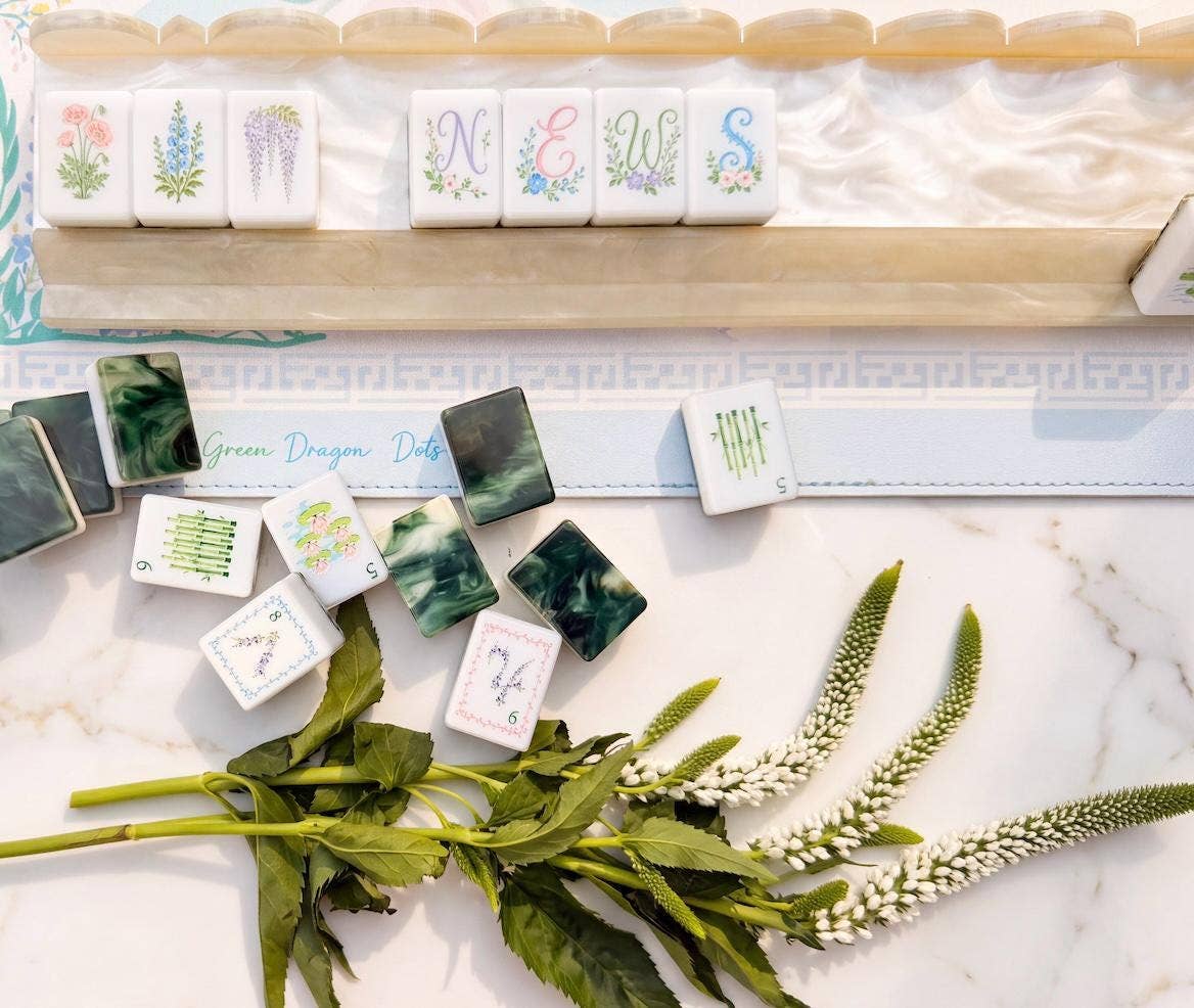 Garden-Inspired Acrylic Mahjong Tile Set - A Morning in Giverny, 160 Tiles