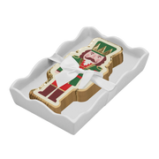 White Ceramic Guest Towel Tray with Nutcracker Christmas Napkins