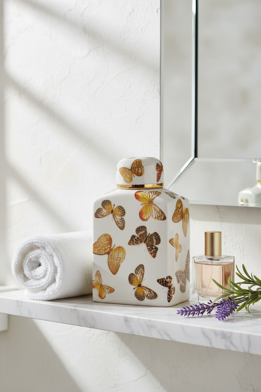 Butterfly Jar - Bathroom Shelf Lifestyle