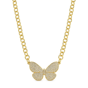 Jewelry - Necklace - Large Pave Butterfly - Gold