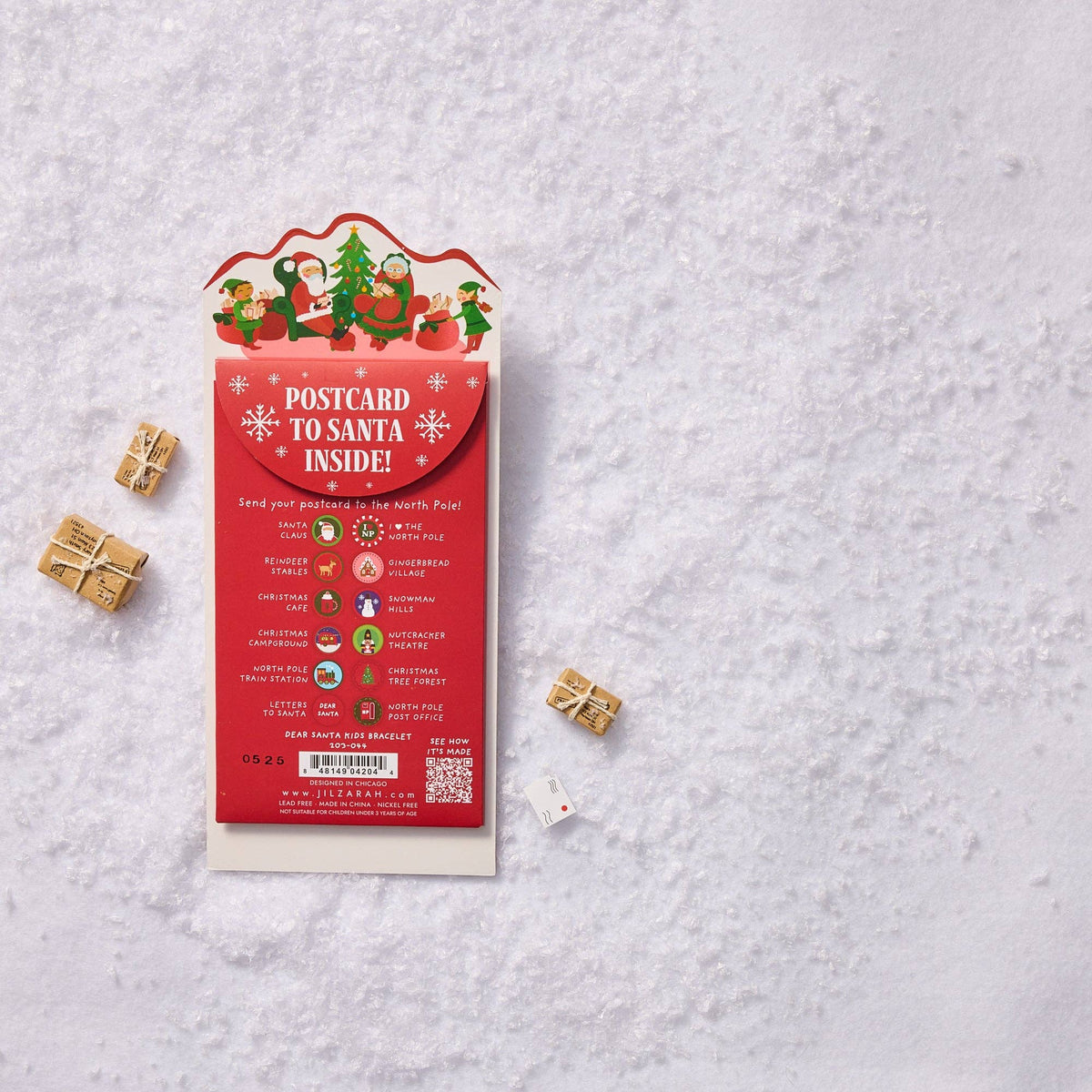 Handmade Clay Bead Stretch Bracelet - Dear Santa Kids Christmas Bracelet with Postcard