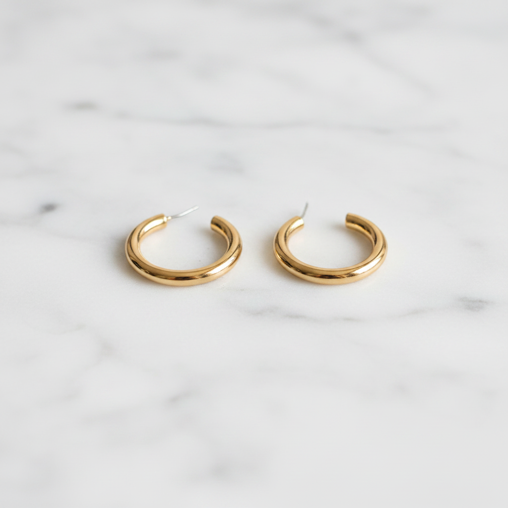 Cameron Gold Hoops - Flat Lay