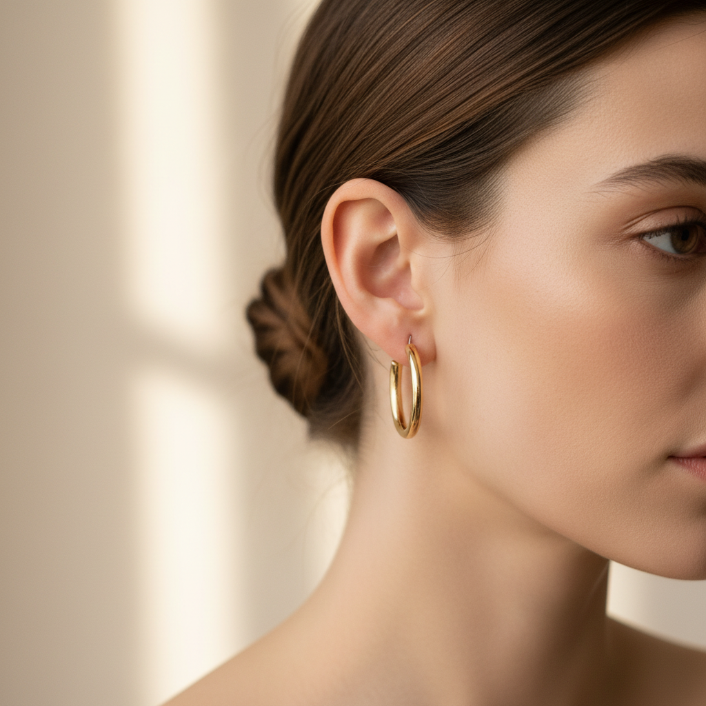 Cameron Gold Hoops - On Model