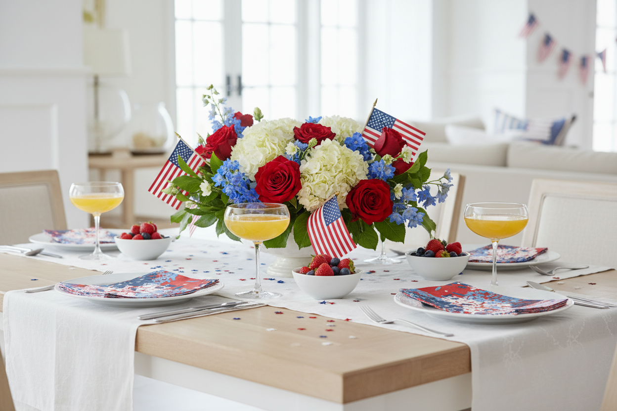 Caspari Chrysanthemum Napkins - Fourth of July Brunch