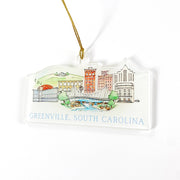 Greenville South Carolina Hand-Illustrated Acrylic Christmas Ornament - Keepsake Holiday Gift