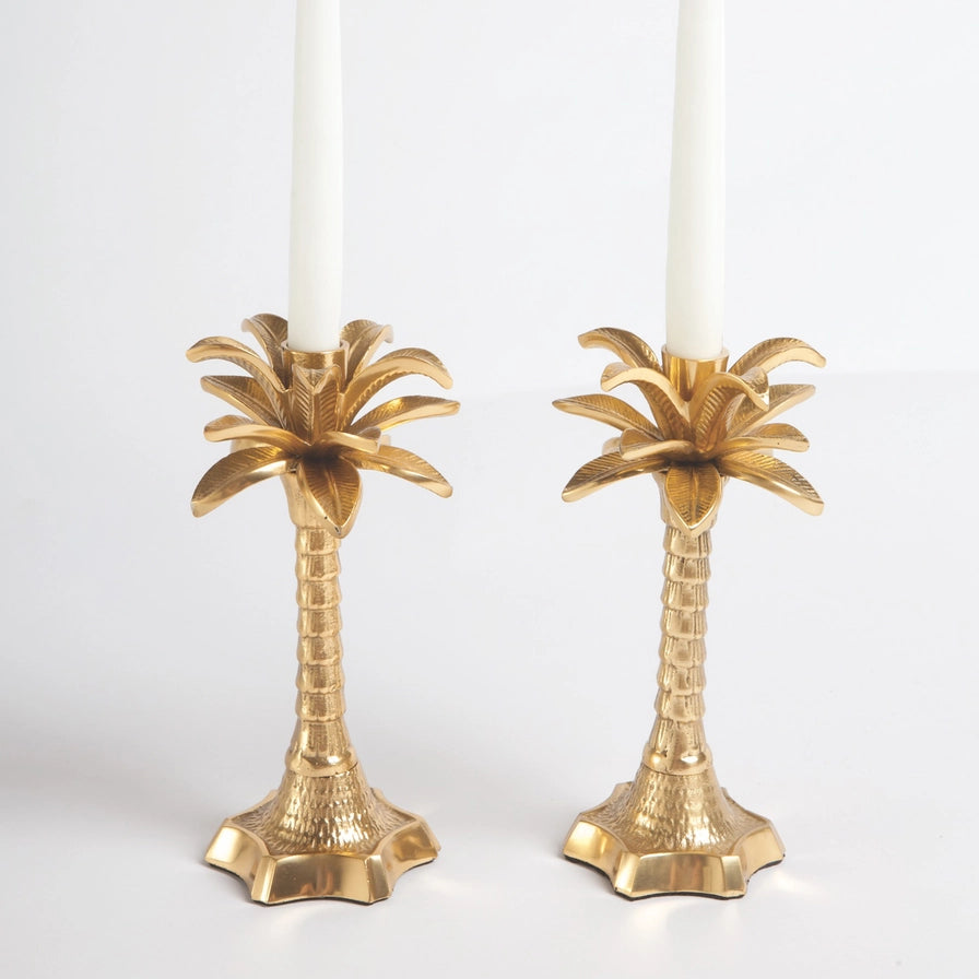 Candlestick - Gold Palm Set