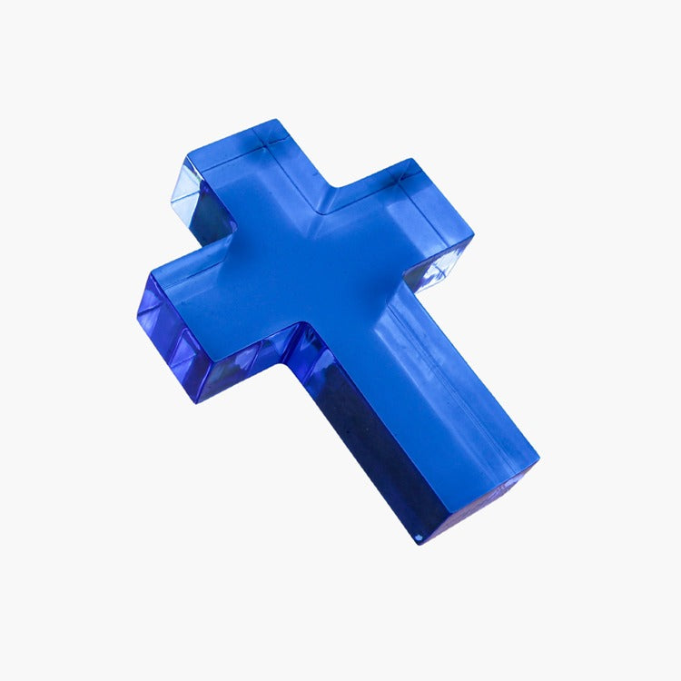 Inspirational - Boxed Cross - Blue Acrylic - Small
