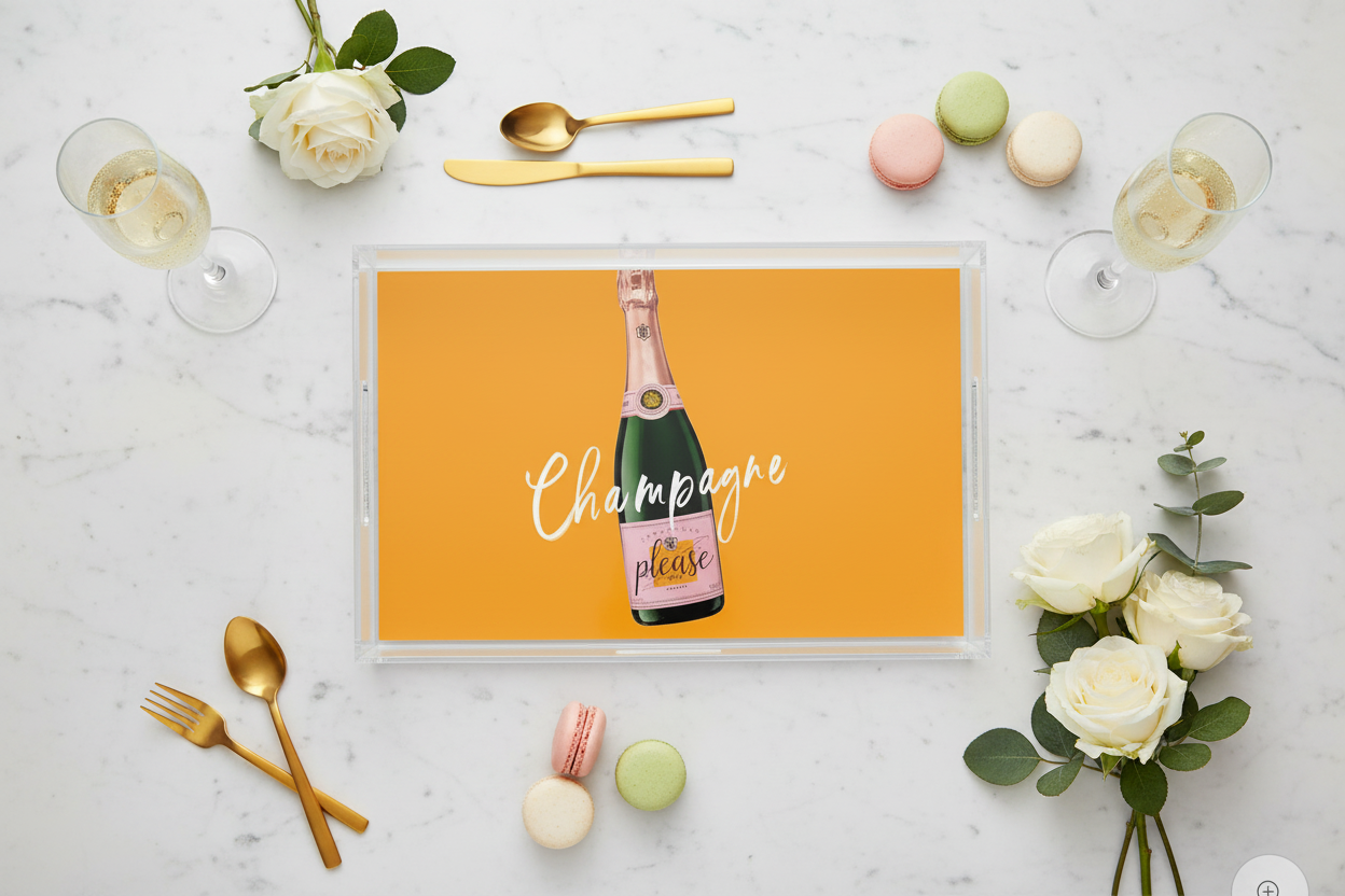 Champagne Please Tray - Top Down Lifestyle