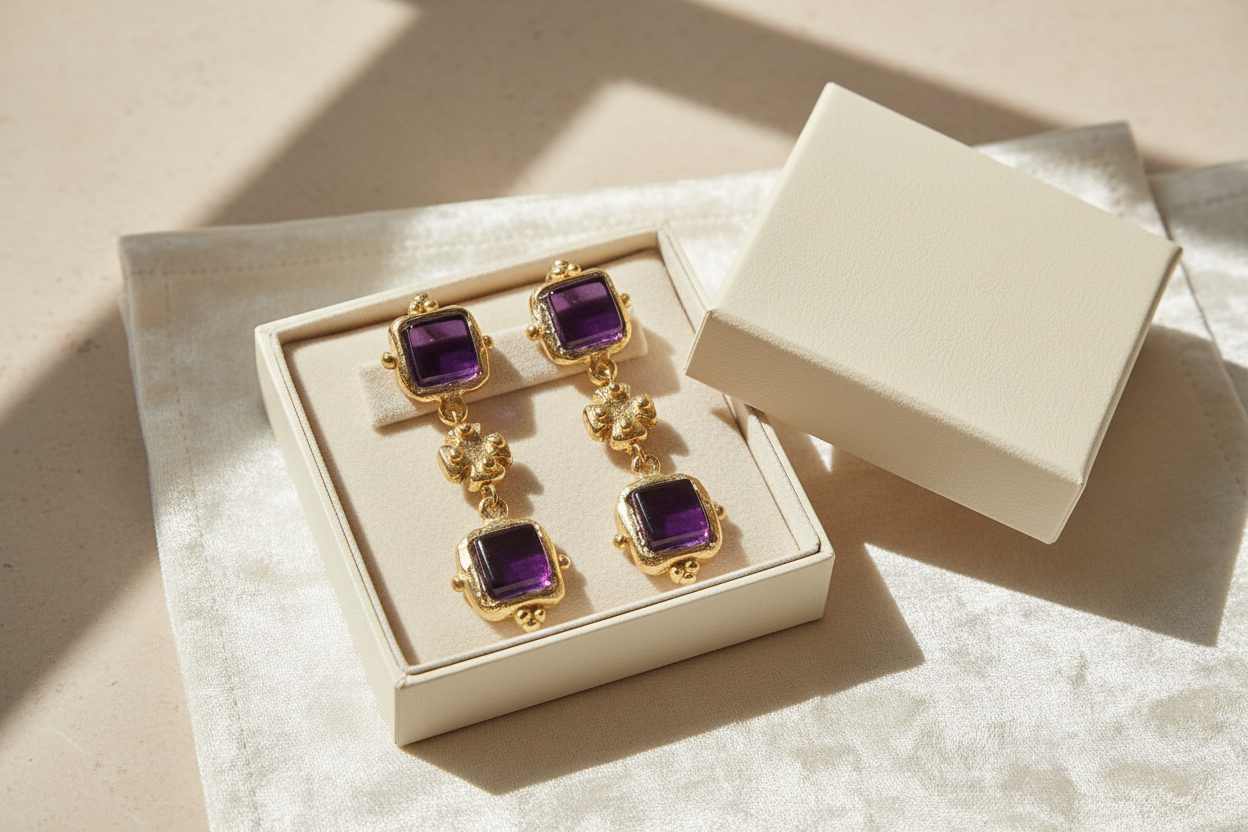 Charlotte Purple Earrings – Jewelry Box Lifestyle