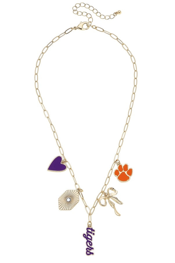 Gameday - Paperclip Charm Necklace - Clemson