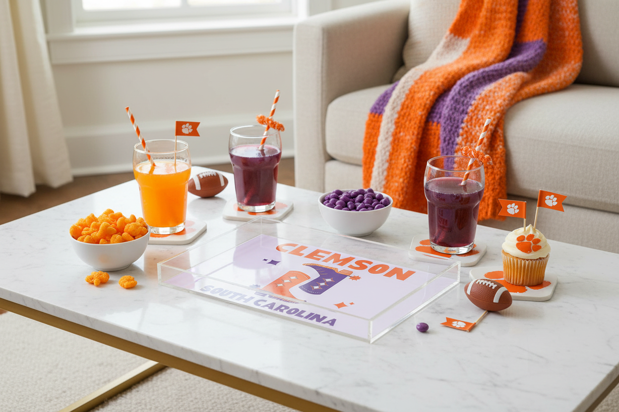 Clemson Rectangular Acrylic Tray - Lifestyle