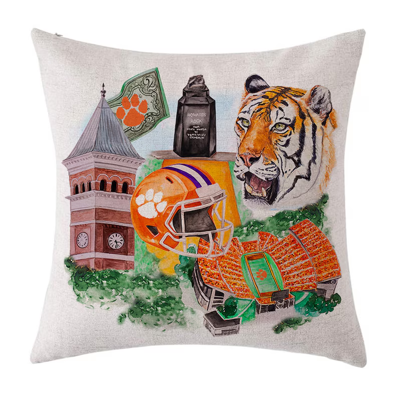 Pillow Cover - Clemson Collage Print