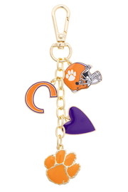 Clemson Tigers Heart Cluster Bag Charm
