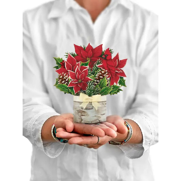 Seasonal - Mini Pop Up Card - Birch Poinsettia