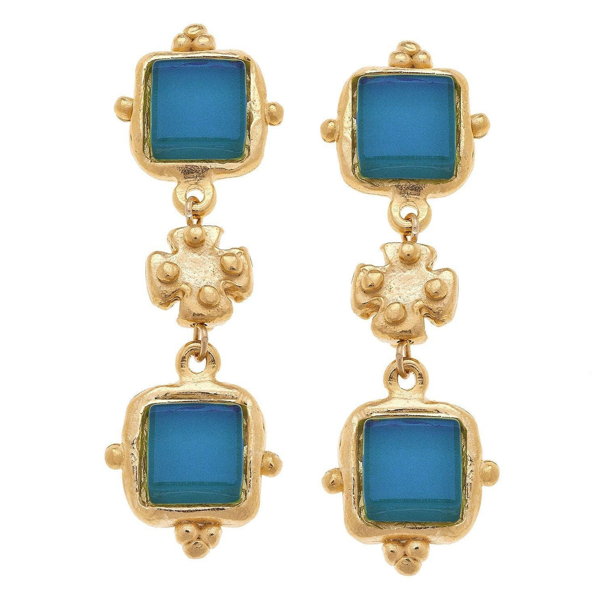 Charlotte Sapphire Blue French Glass Tier Earrings