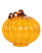 Transparent orange pumpkin with brown stem on a white background