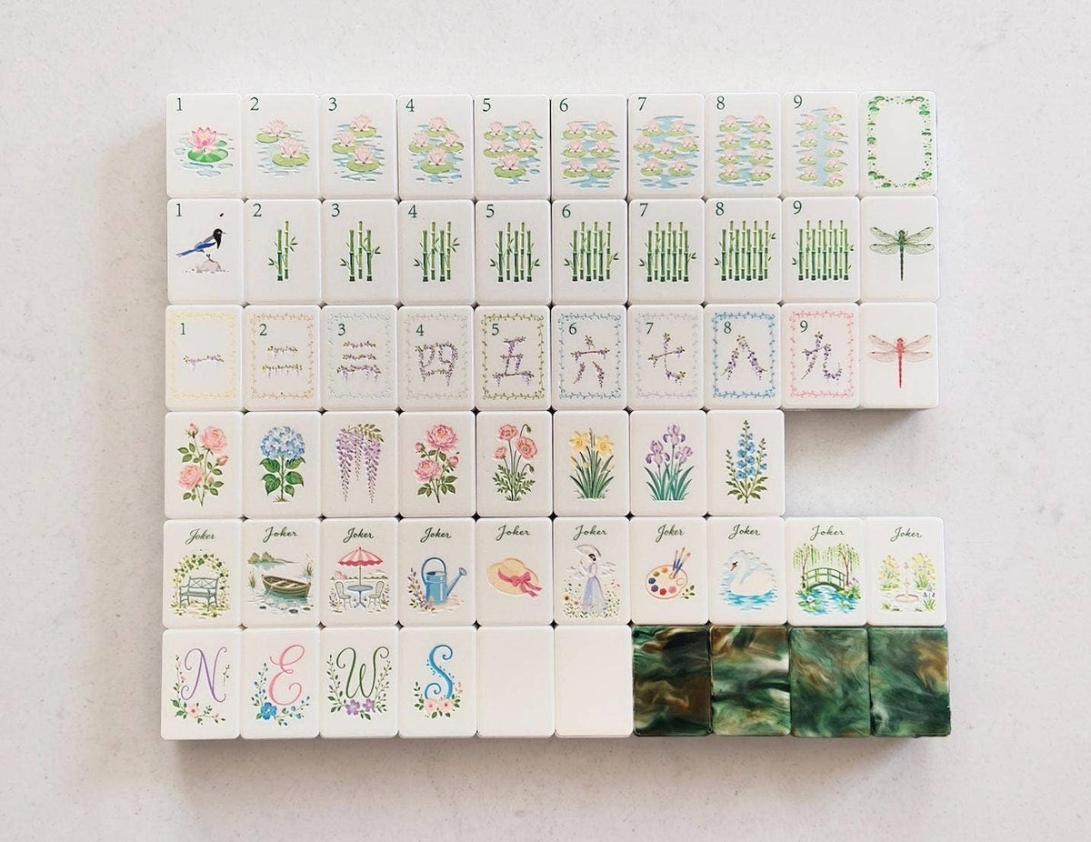 Garden-Inspired Acrylic Mahjong Tile Set - A Morning in Giverny, 160 Tiles