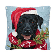 Holiday Black Lab Hook Pillow