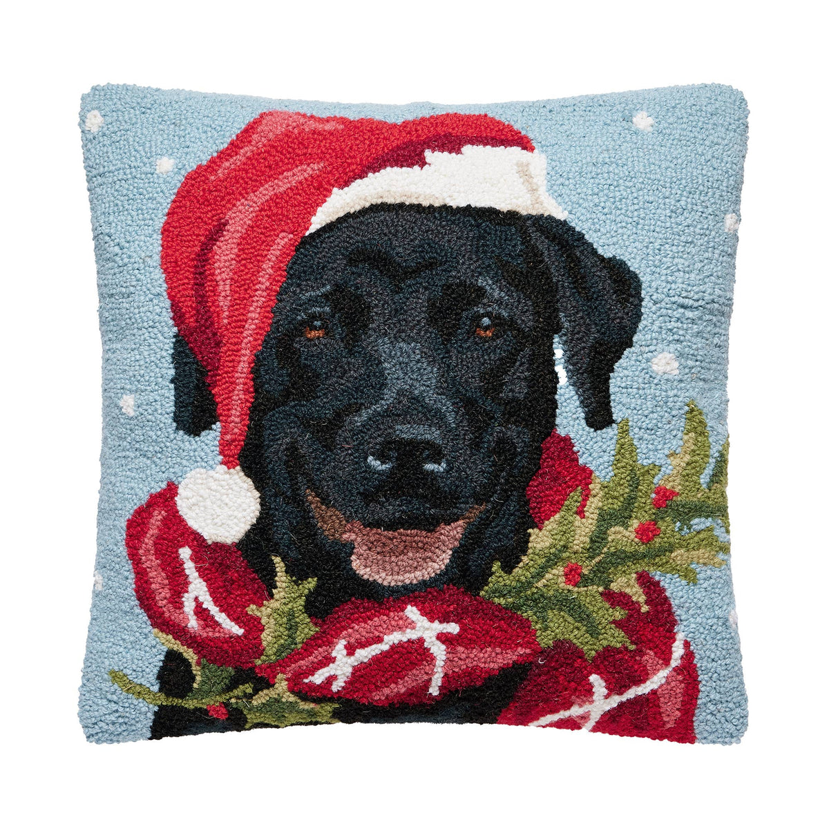 Holiday Black Lab Hook Pillow