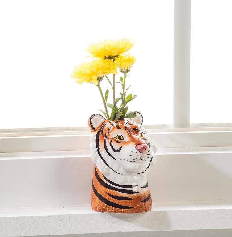 Tiger Bud Vase - Animal-Inspired Shelf & Table Decor