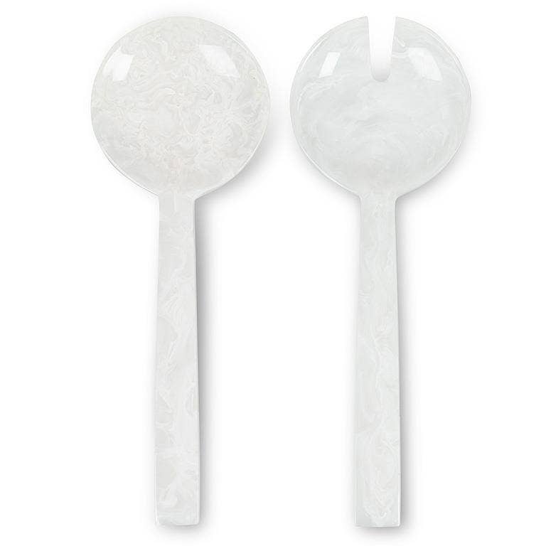 White Resin Salad Server - Oversized Sculptural Serveware