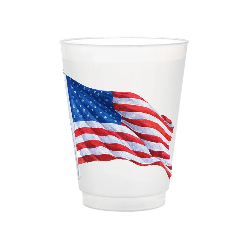 Home - Frosted Cups - American Flag - Set of 6