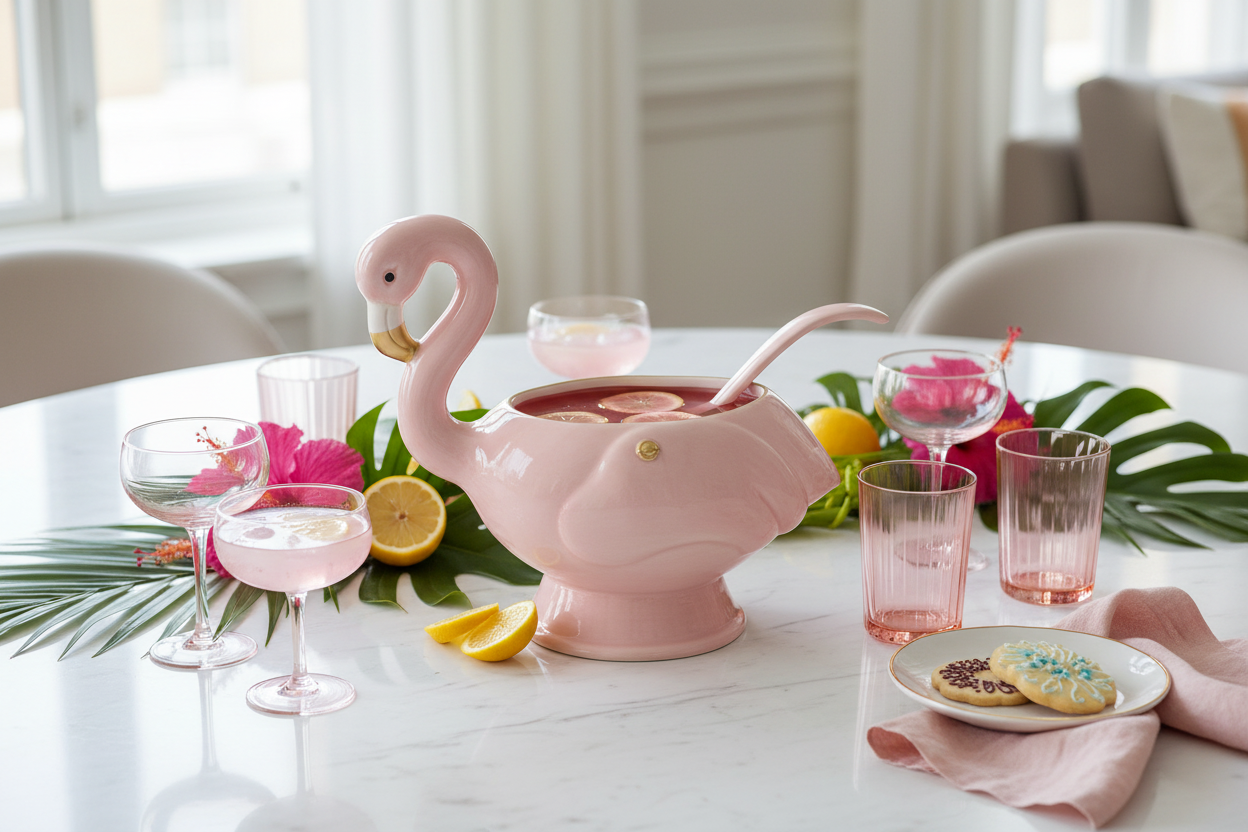 Flamingo Pink Punch Bowl Lifestyle – Product Reference