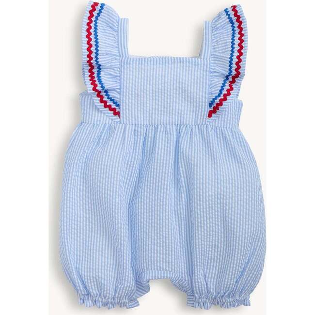 Children - Magnetic Flutter Sleeve Romper - Seersucker Stripe - 6-9 mo.