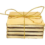 Gold Finish Square Glass Coasters - Set of 4