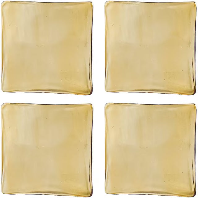 Gold Finish Square Glass Coasters - Set of 4