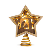 Star-shaped Nativity scene light-up decoration on a white background
