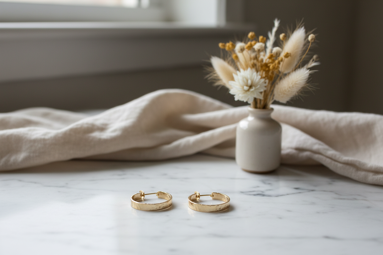 Gold Hammered Hoops – Vanity Lifestyle