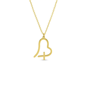 Jewelry - Necklace - Free Form Heart with Cross - Gold