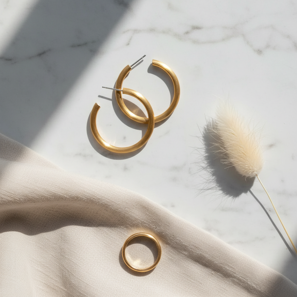 Heather Gold Earrings – Flat Lay