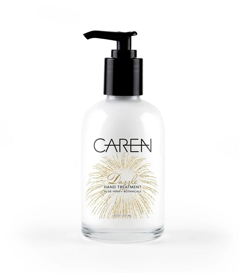 Caren hand treatment bottle with pump on a white background