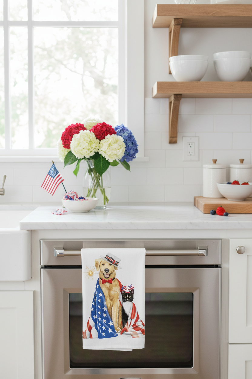 Patriotic Dog & Cat Tea Towel – Bagged