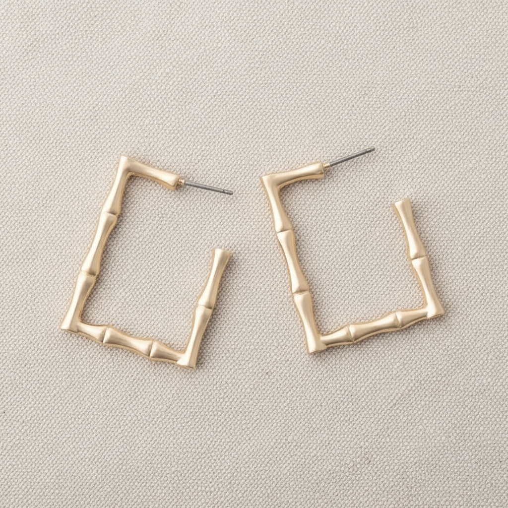 Willow Earrings – Rectangle Hoop Bamboo Earrings