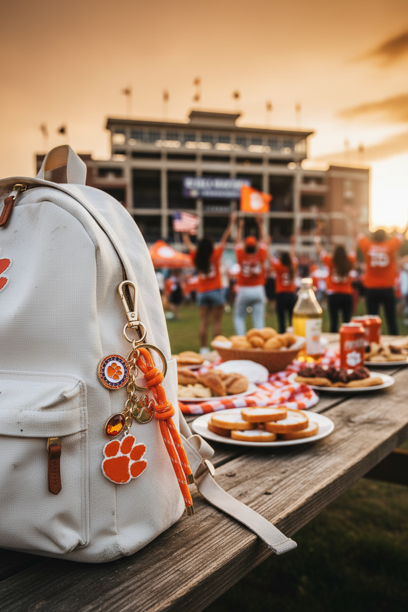 Clemson Tigers Cluster Bag Charm in Orange