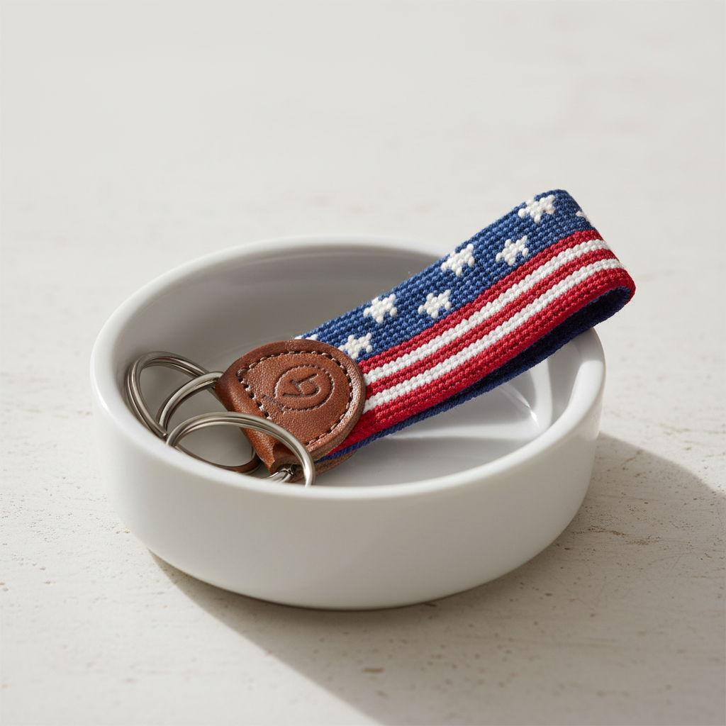 Stars and Stripes Needlepoint Keychain