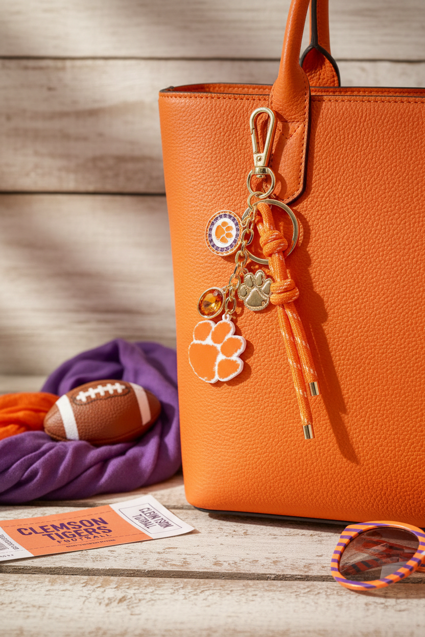 Clemson Tigers Cluster Bag Charm in Orange