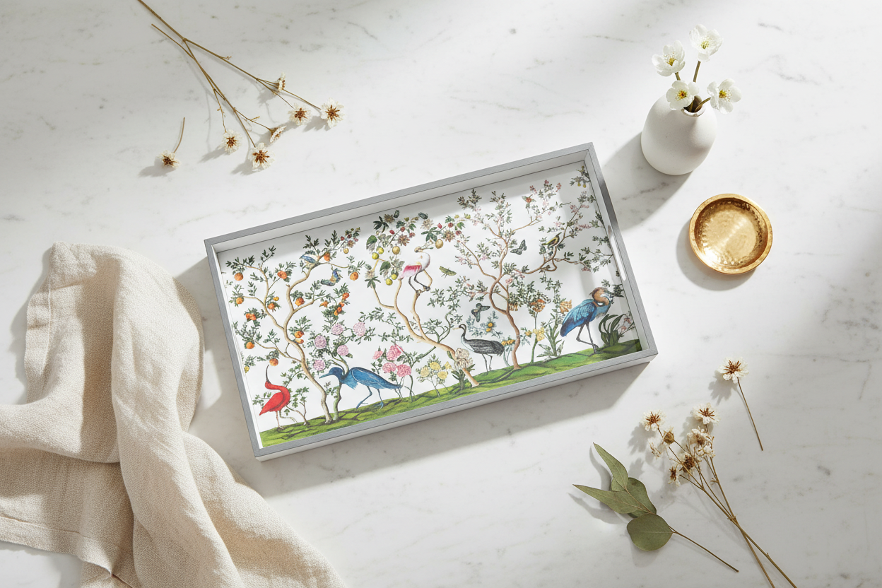 Wooden Vanity Bird Tray - Bird & Branch Chinoiserie